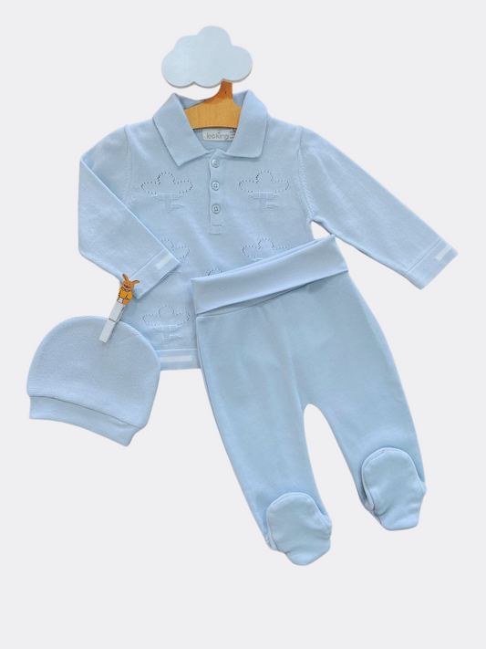 Blue Spanish Organic Cotton With Hat 2 Pieces Set