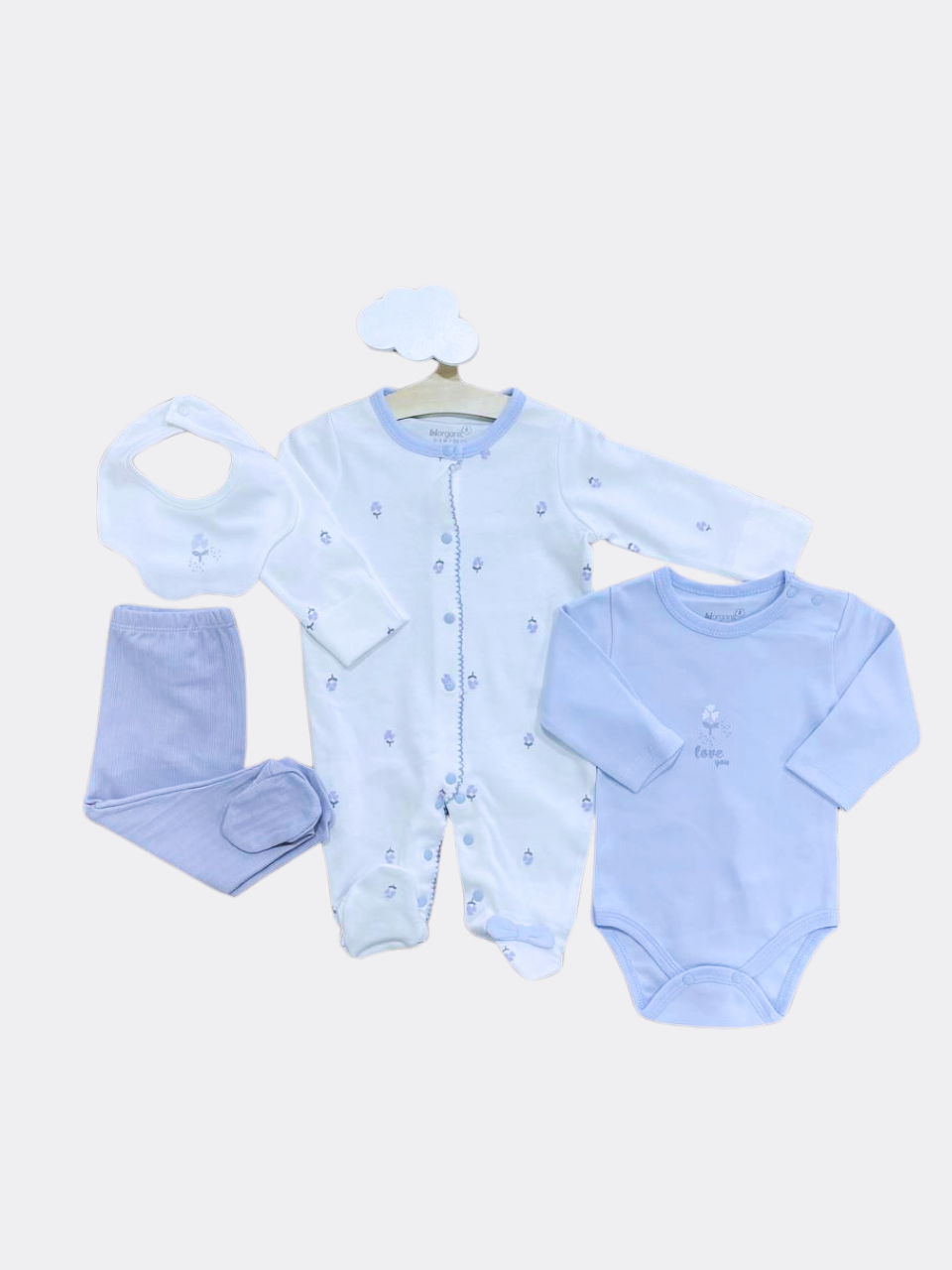 White And Lila 4 Pcs Organic Cotton Hospital set