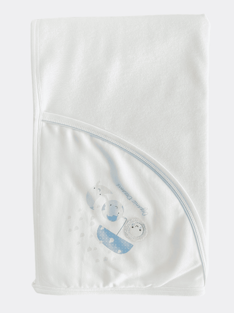 Blue/Pink Organic Cotton Hooded Towel - La Farandole Paris