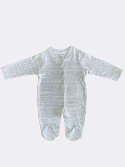 Grey And White Cotton Overall Stripped - La Farandole Paris