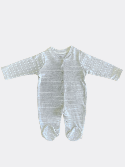 Grey And White Cotton Overall Stripped