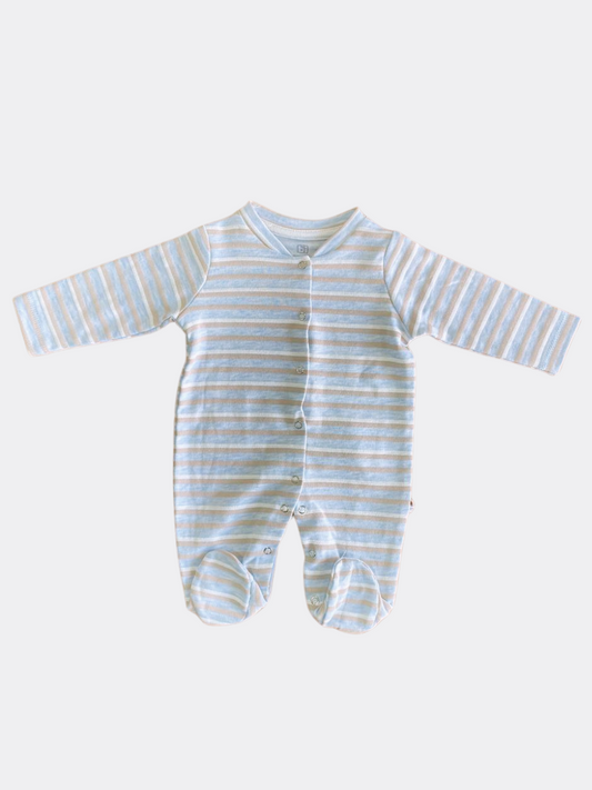 Blue And Brown Cotton Overall Stripped