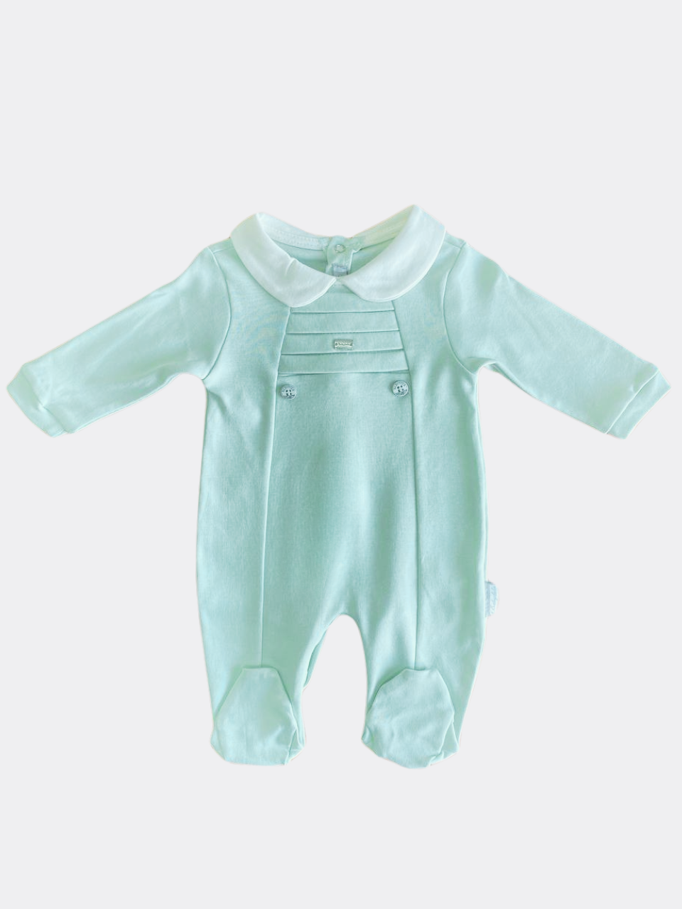 Light Mint Green And White Organic Cotton Overall