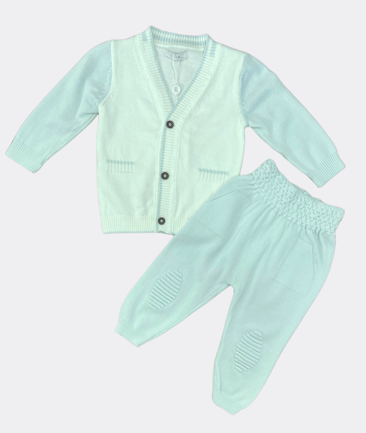 Off White And Baby Blue Set 2 Pcs Jacket And Pant ( gubo)