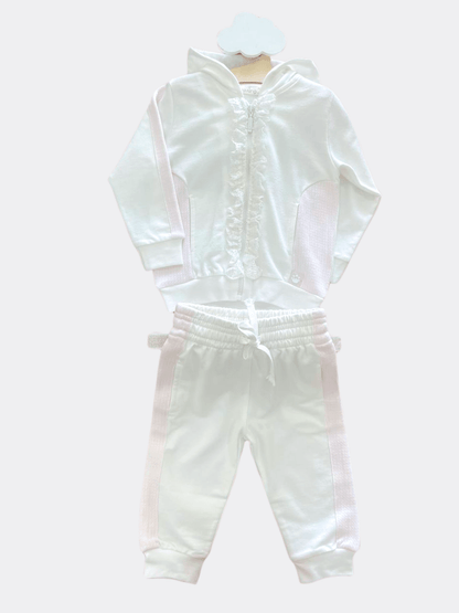White And Pink With Ruffles 2-Pieces Set - La Farandole Paris