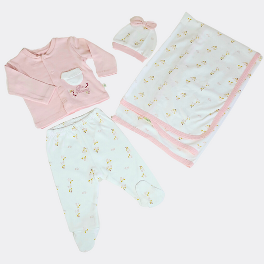 Pink/White Flowers Organic Cotton Set