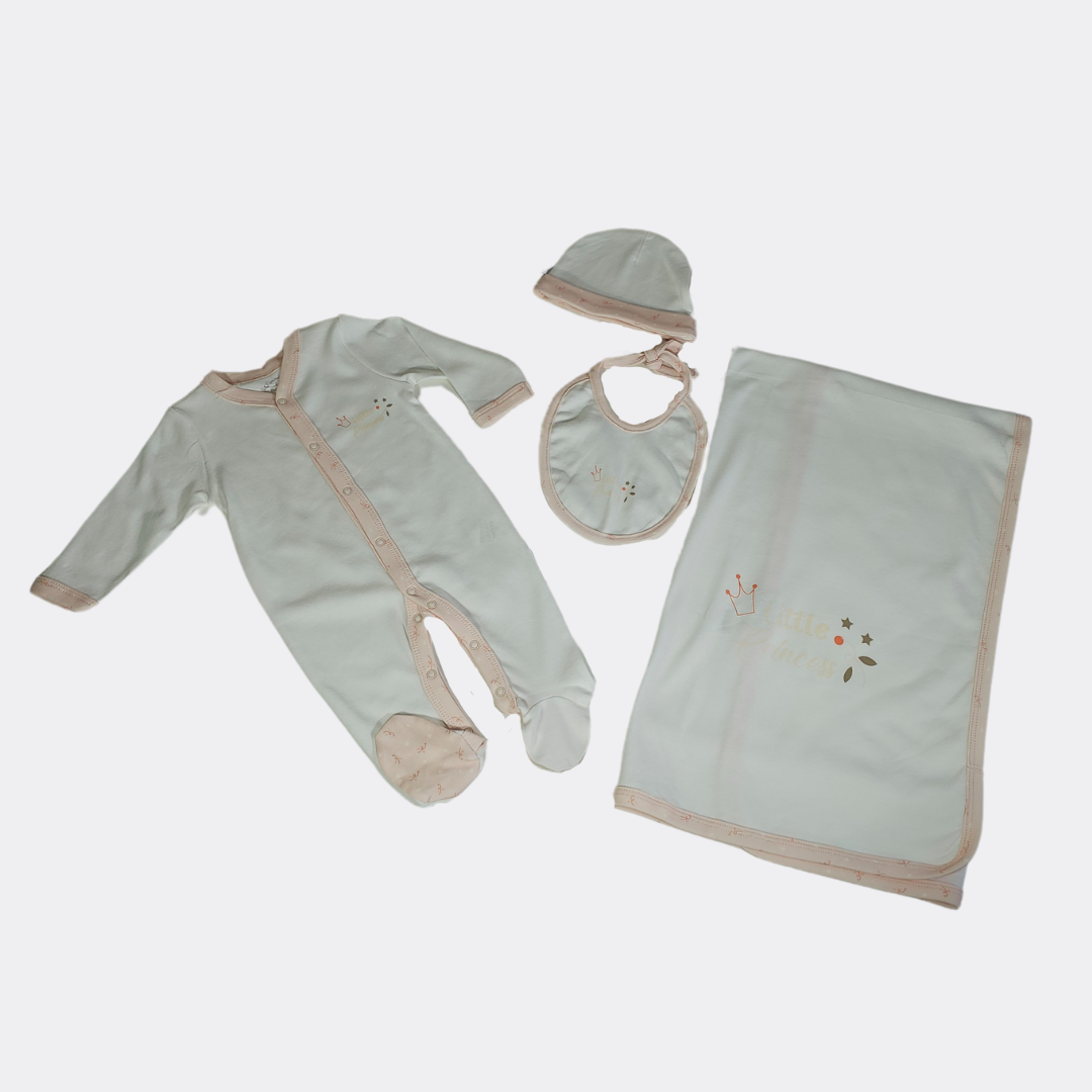 White/Pink 4-piece Organic Cotton Hospital Set