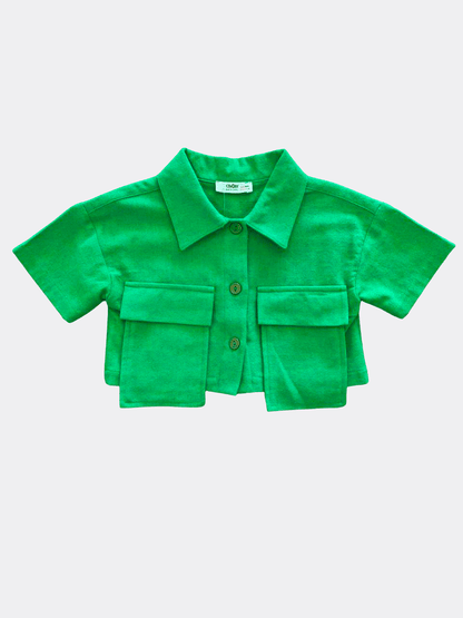 Green Linen Trendy Shirt - La Farandole Paris