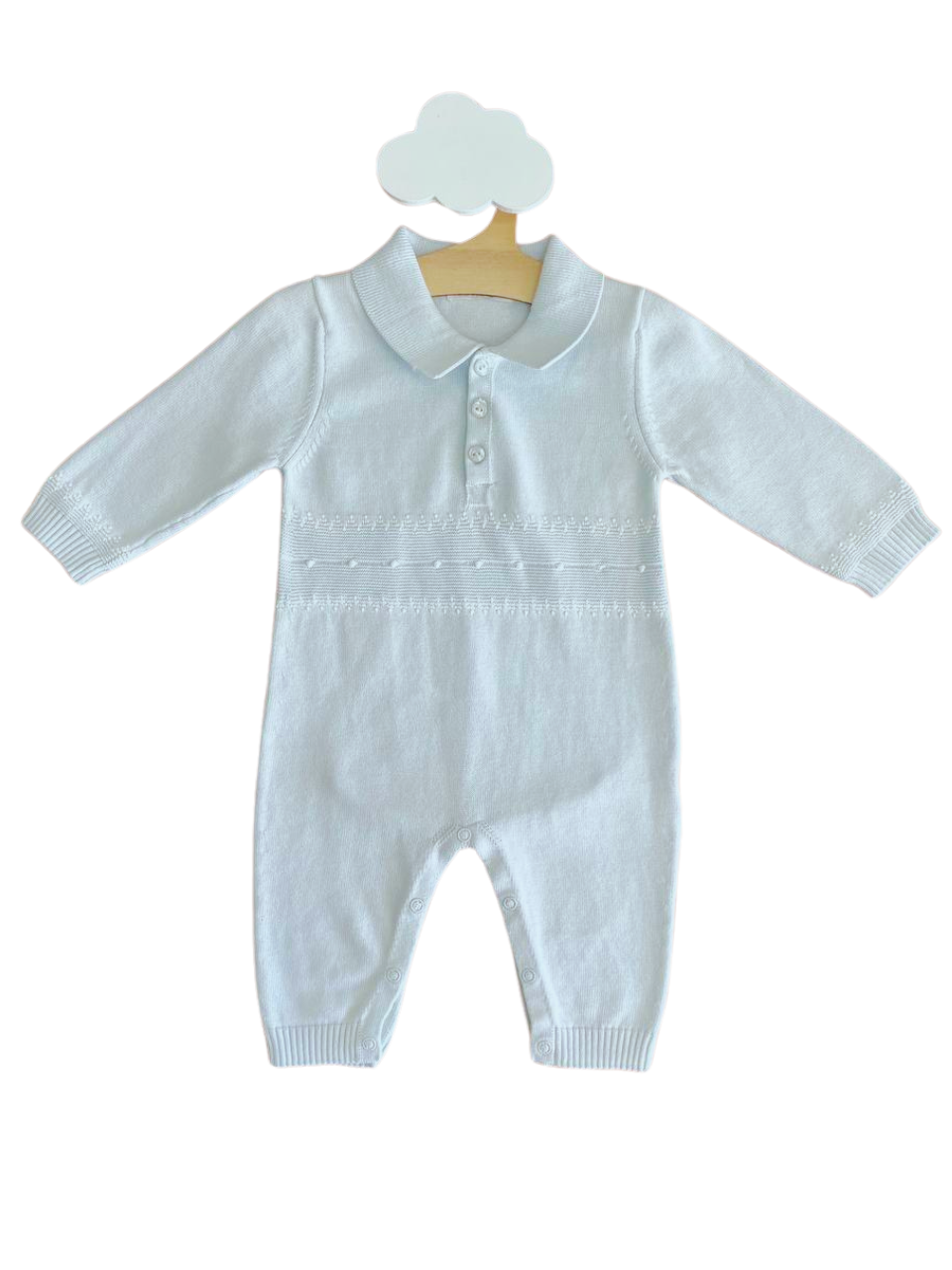 Baby Blue And White Organic cotton Overall