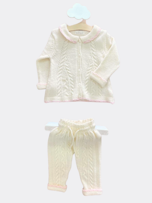 Off White/pink Natural Wool Set 2p Jacket