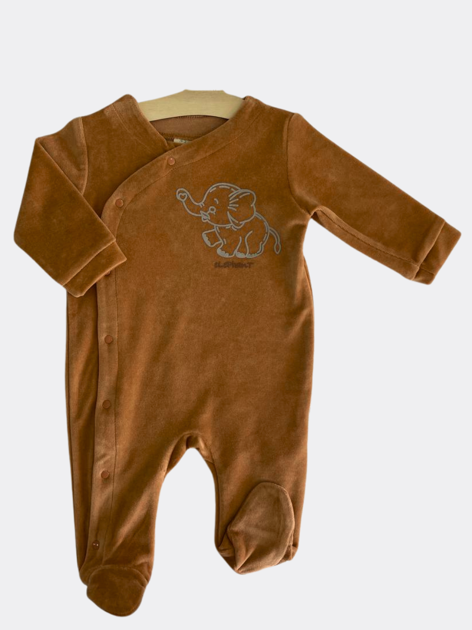 Caramel Elephant Organic Velvet Footed Overall