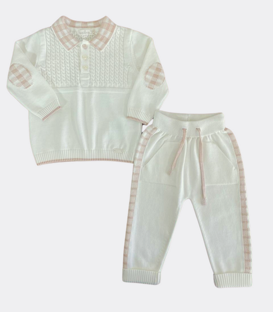 Off White And Beige Organic Cotton Polo Set 2 pieces