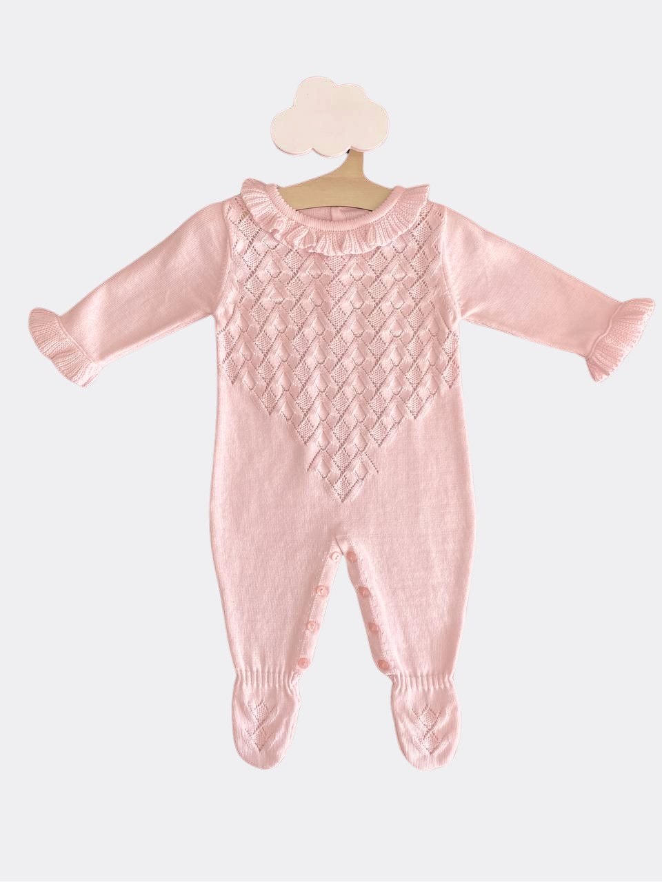 Salmon Pink Organic Cotton  Footed Overall