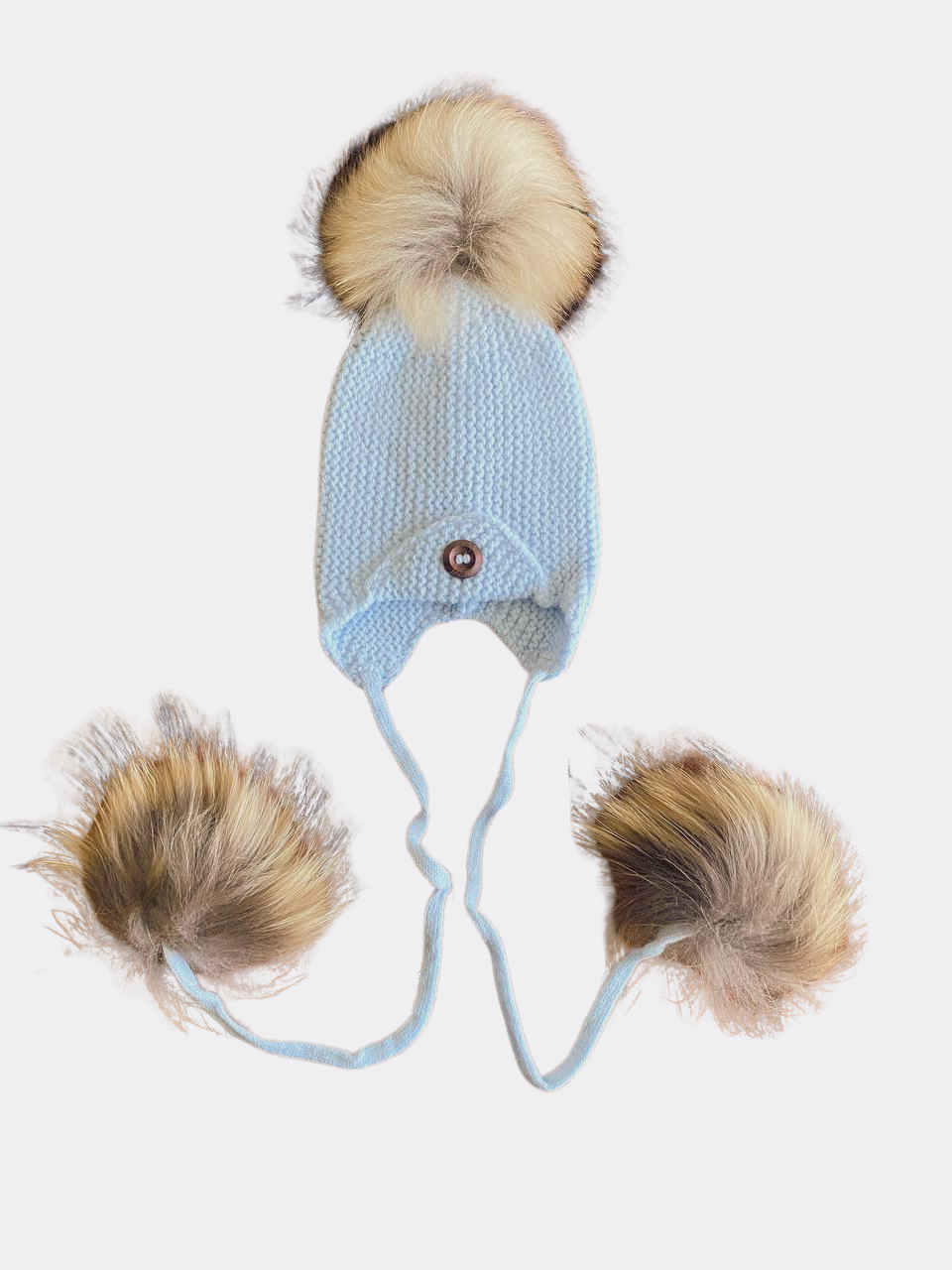 Blue Wool Hat With Fur