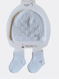 Light Blue Organic Cotton Hat With Socks - La Farandole Paris