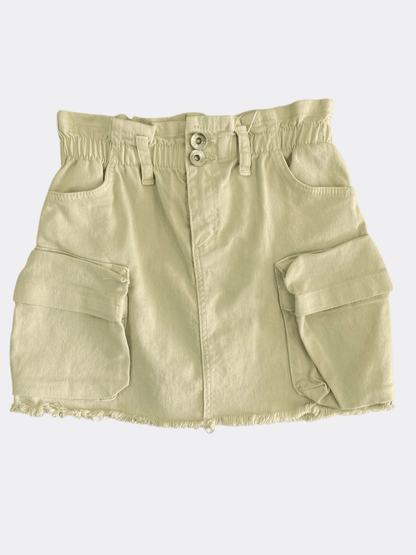 Beige Jeans Cargo Skirt - La Farandole Paris