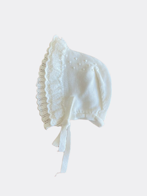 White Organic Cotton Hat For Baby Girl