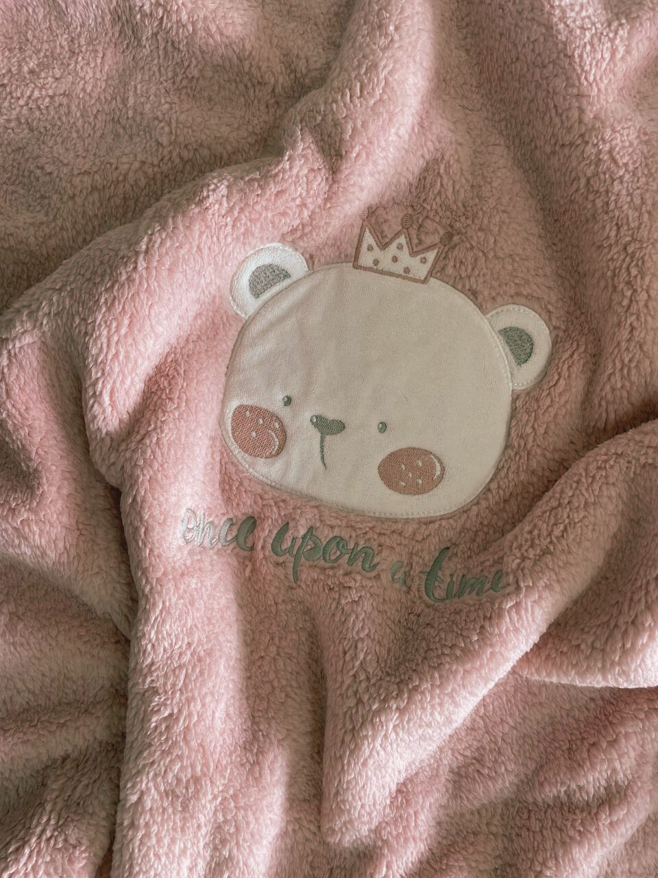 Pink Bear Thick Fur Bed Blanket