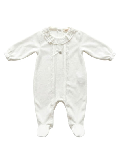 White Heart Velvet Footed Overall With Hat