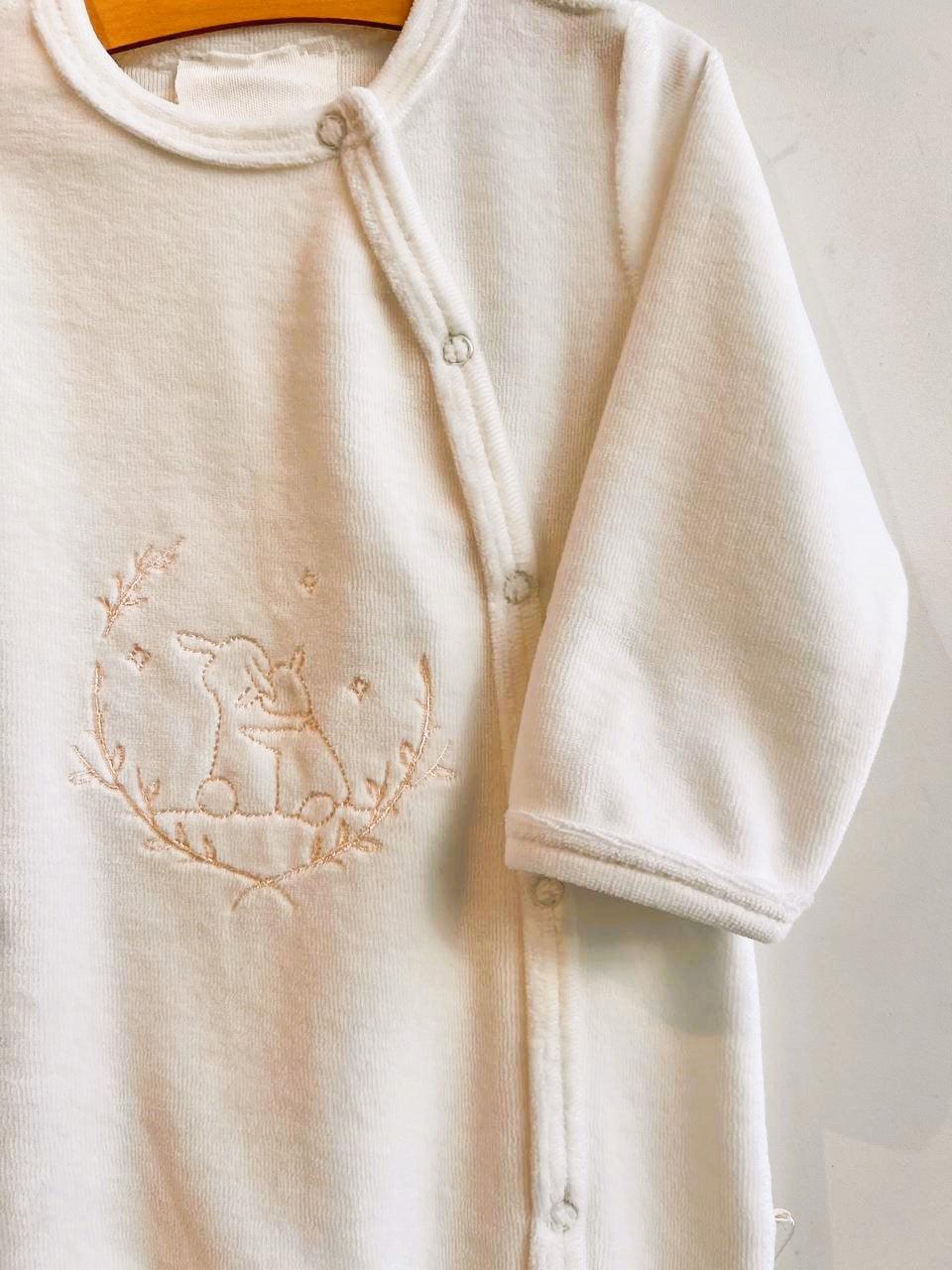Simple White Velvet Overall Unisex - La Farandole Paris