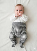 Gray & White Polo Velvet Footed Overall