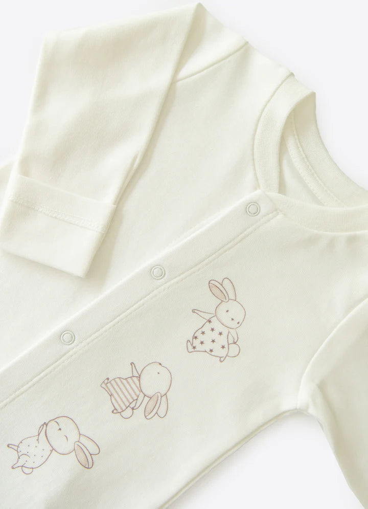 White Organic Cotton Rabbit Basic Overall