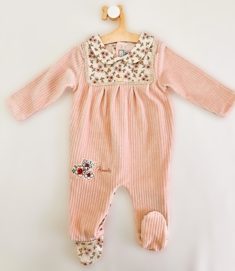 Light Pink and Beige Velvet Overall