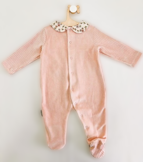 Light Pink and Beige Velvet Overall