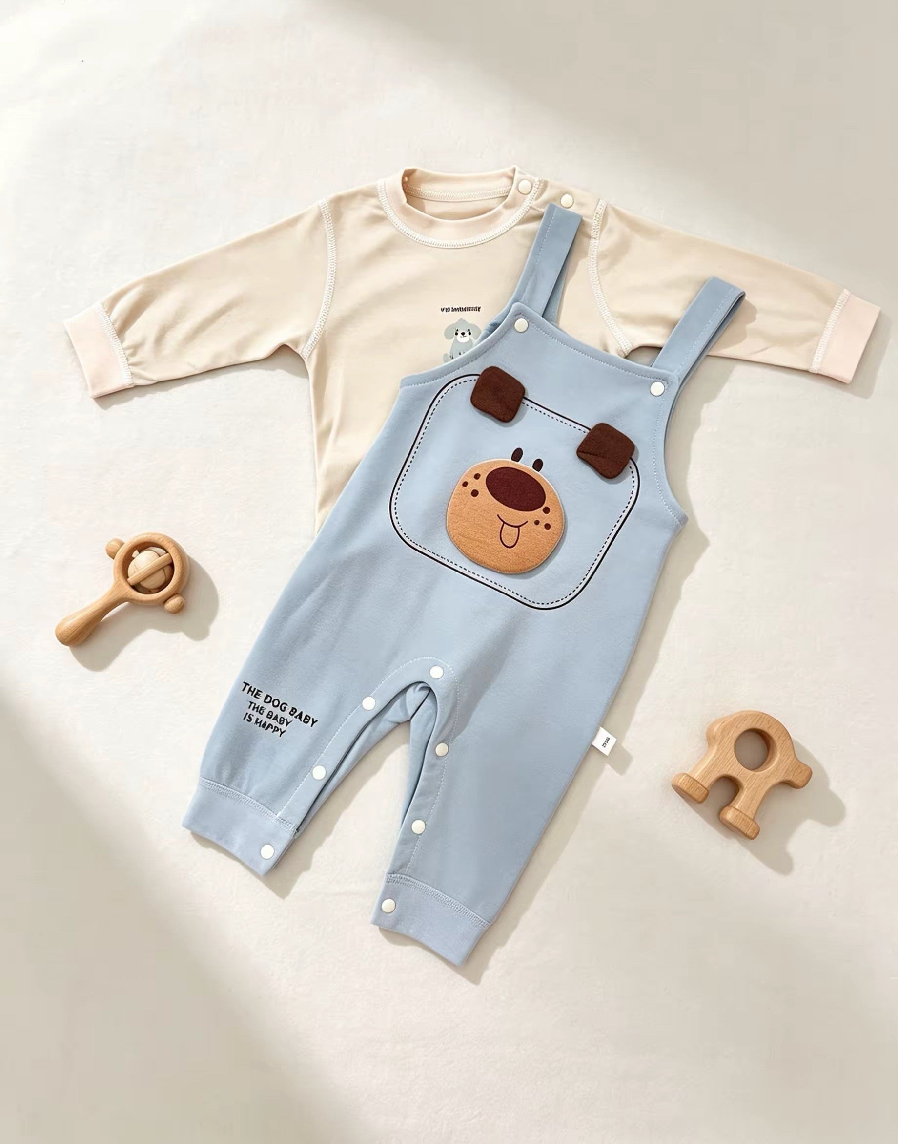 Blue Dog Salopette Cotton Overall 2 Pcs