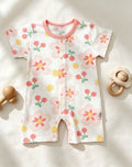 Flowers White Silky Cotton Romper