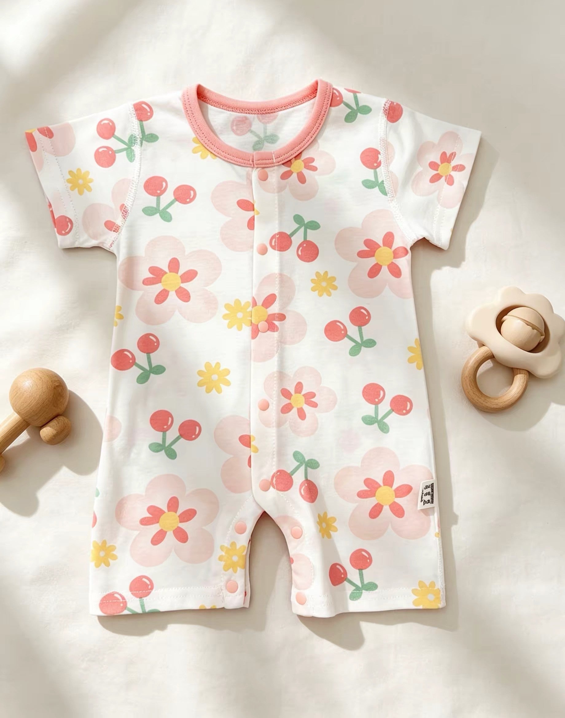 Flowers White Silky Cotton Romper