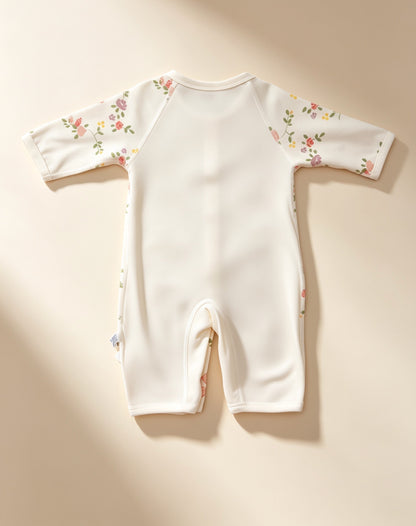 White Floral Cotton Overall