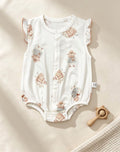 White Floral Silky Cotton Romper
