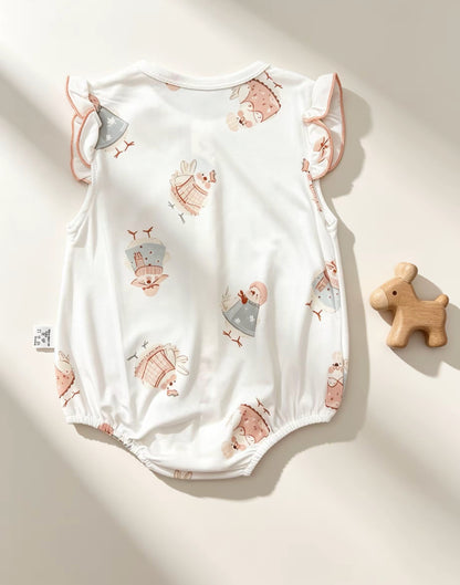 White Floral Silky Cotton Romper