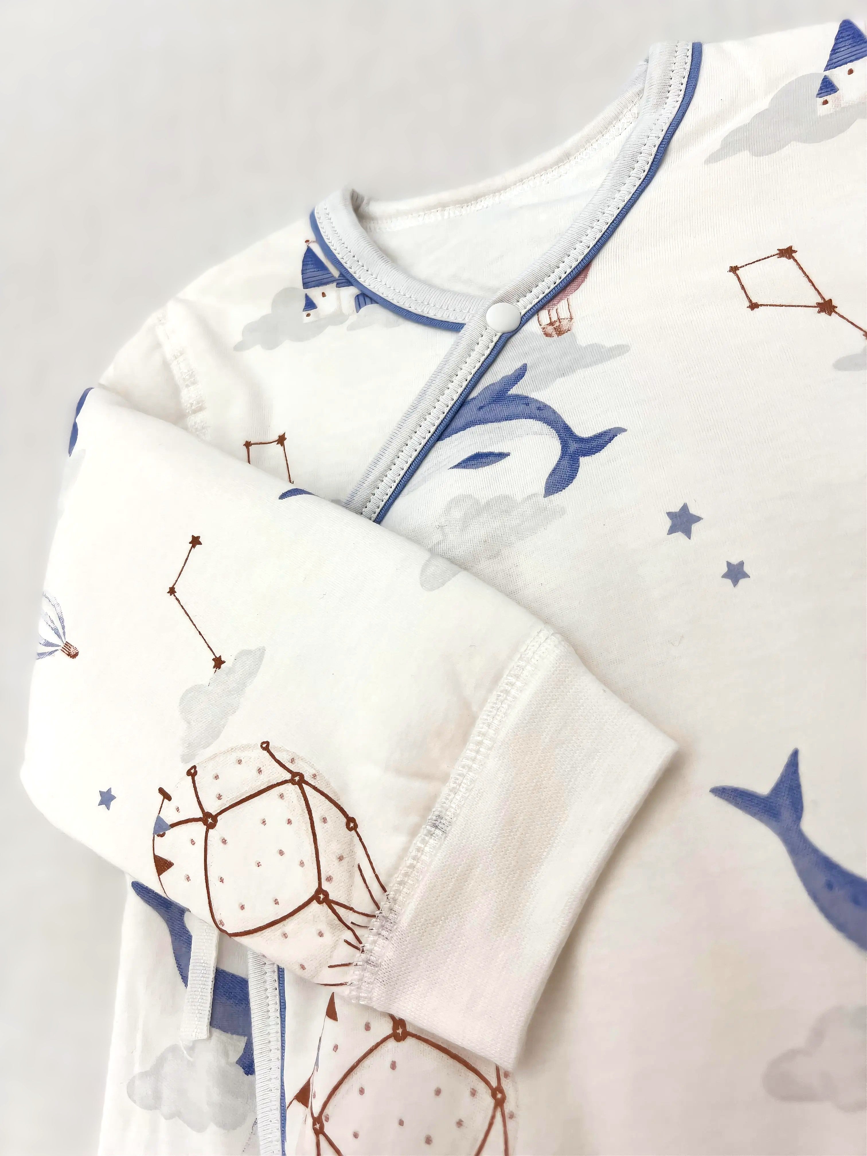 Whale White Thick Cotton Overall