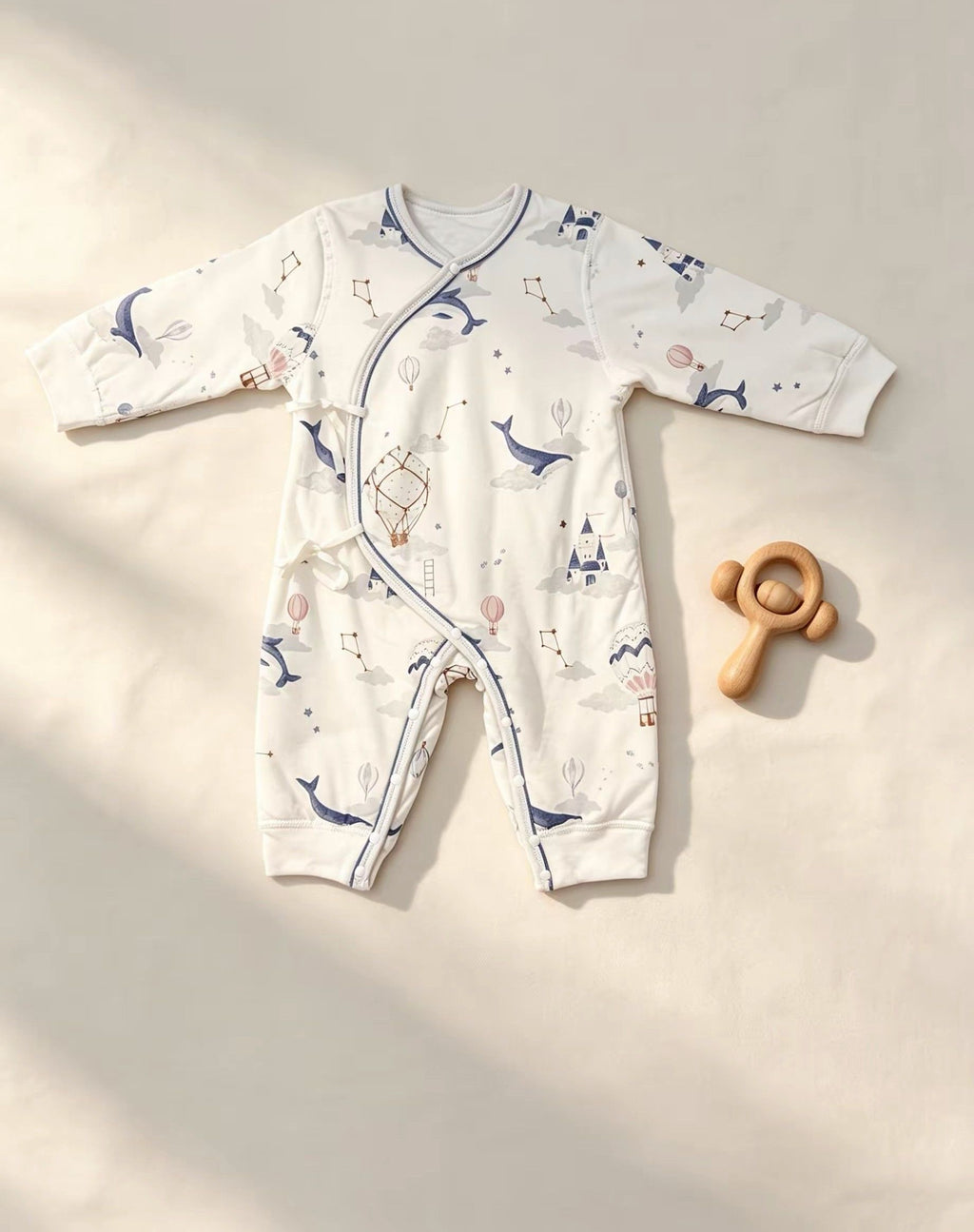 Whale White Thick Cotton Overall