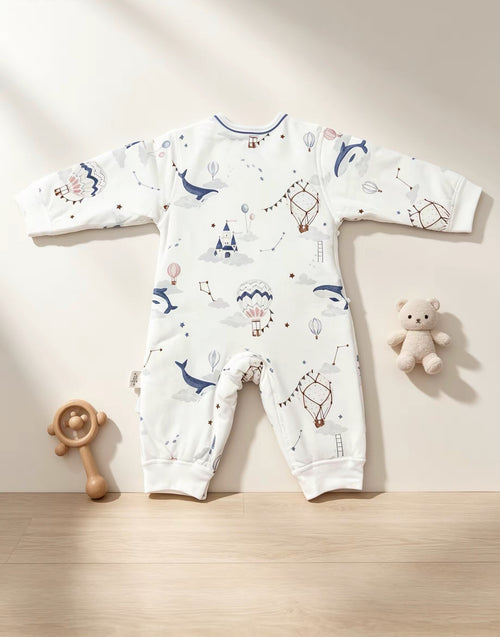Whale White Thick Cotton Overall