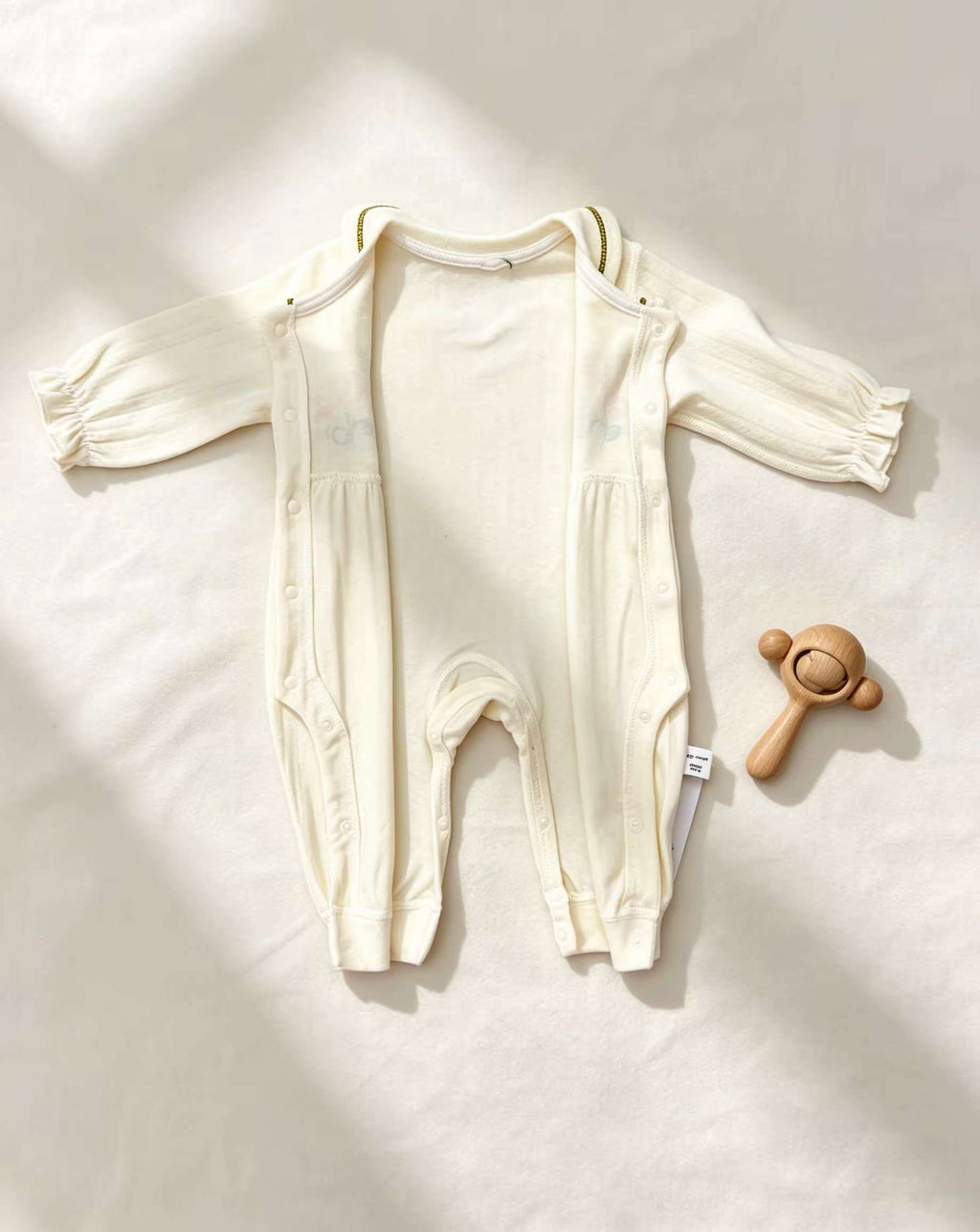 Light Beige Flowers Collar Cotton Overall