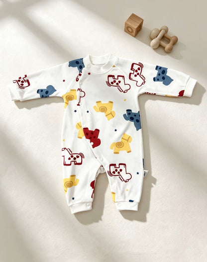 White Horses Cotton Overall