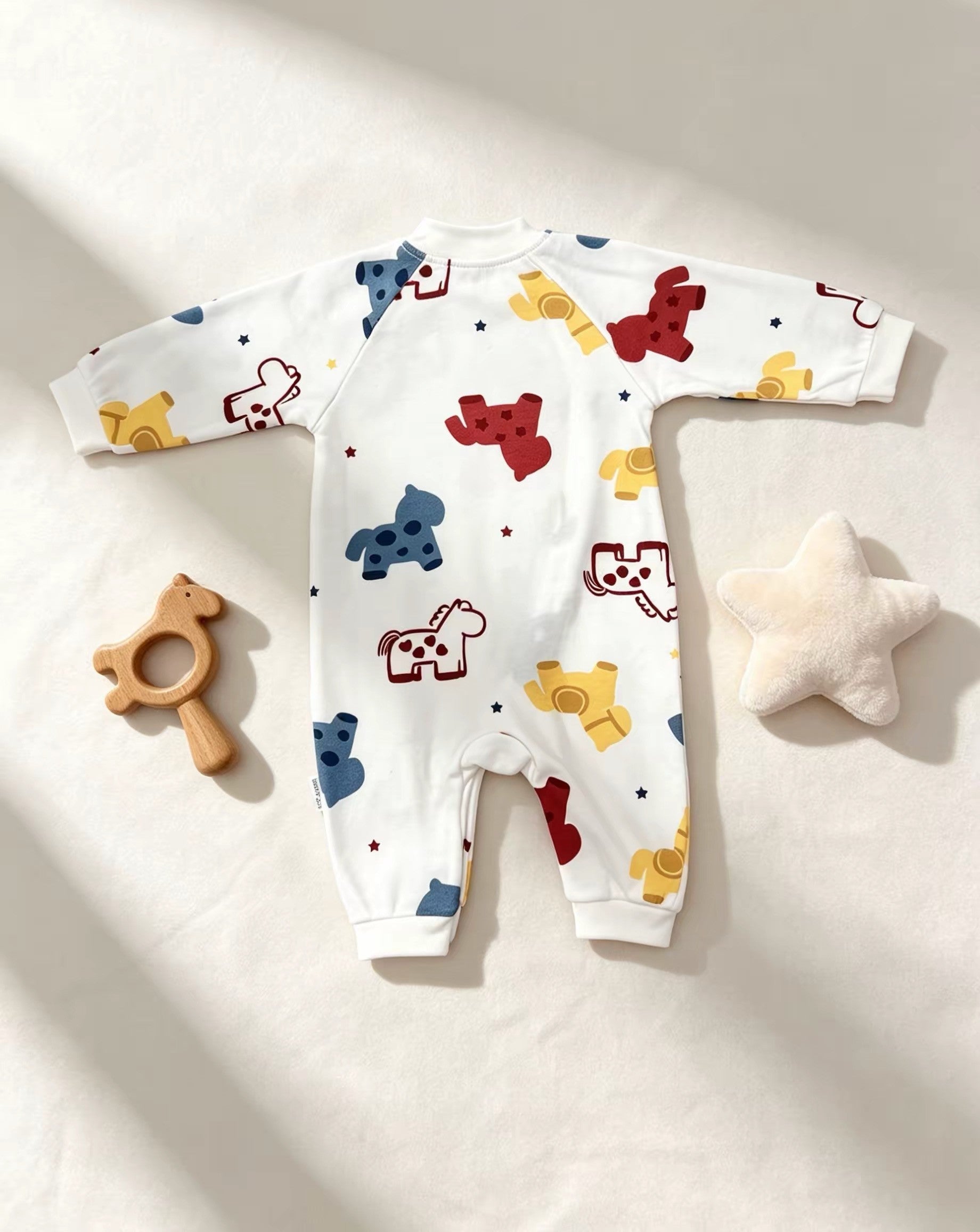 White Horses Cotton Overall