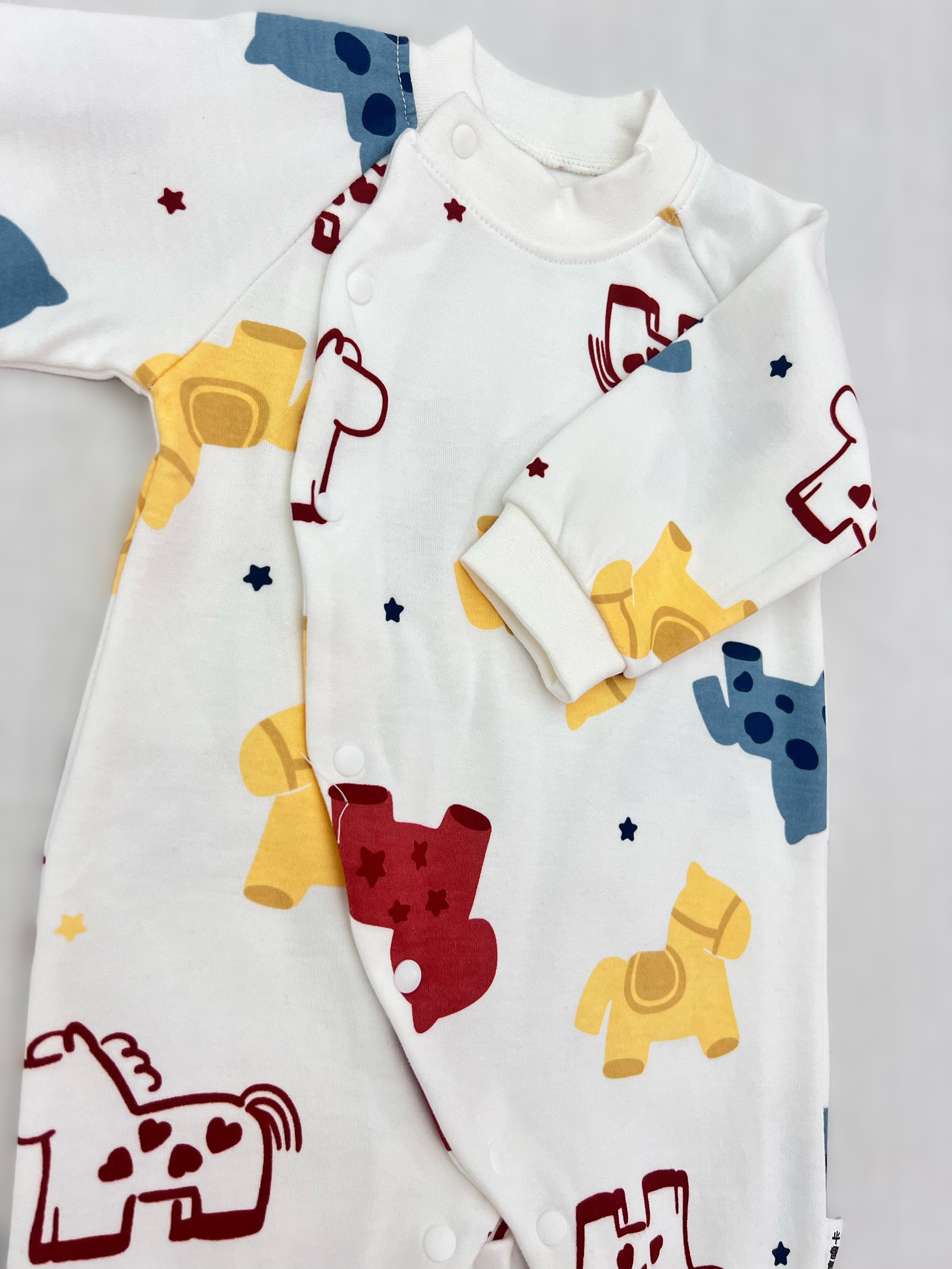 White Horses Cotton Overall