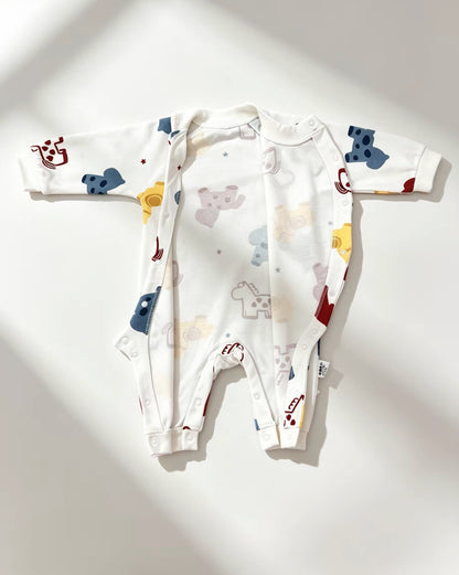 White Horses Cotton Overall