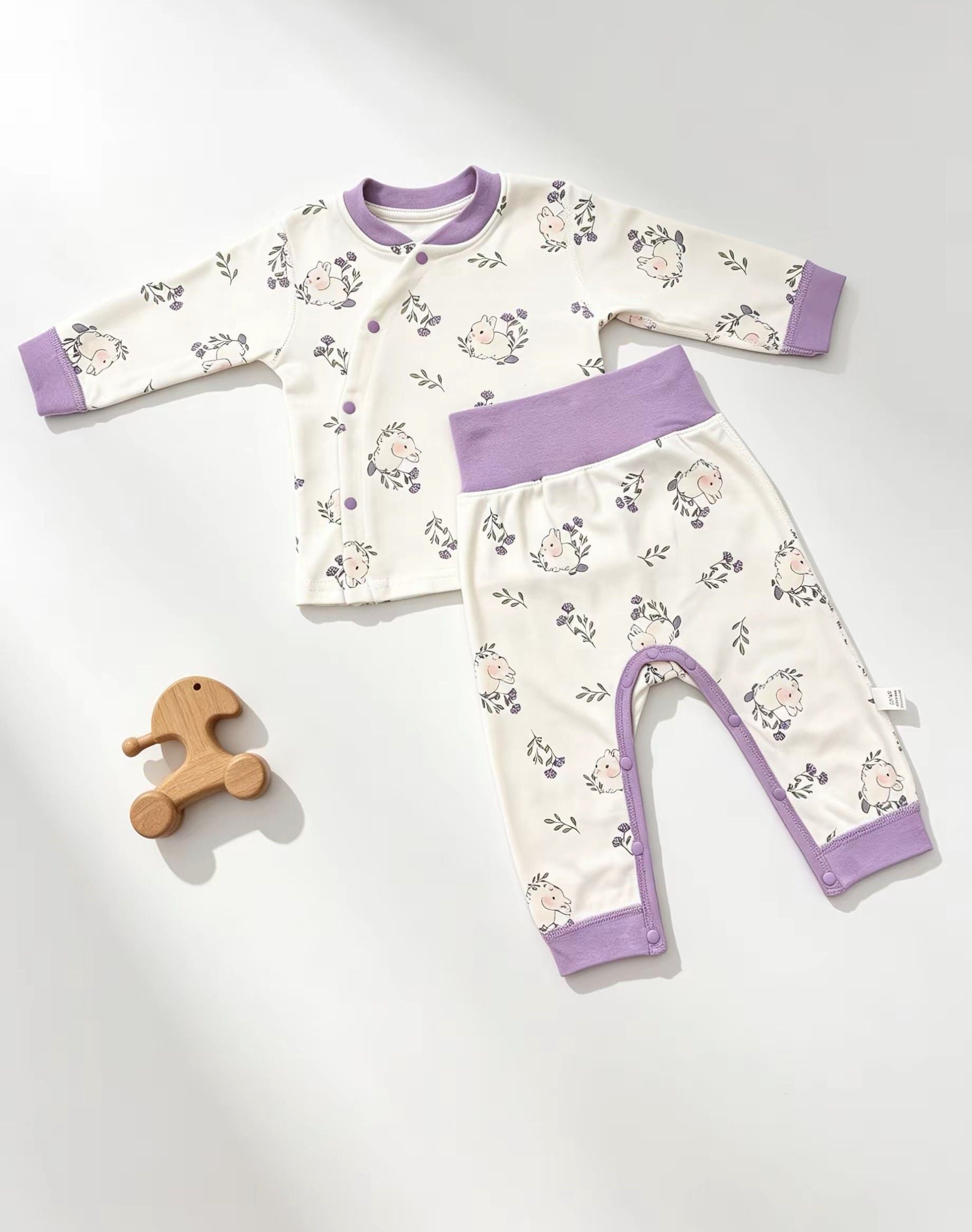 High Waist Cotton Pyjama 2 Pcs Set