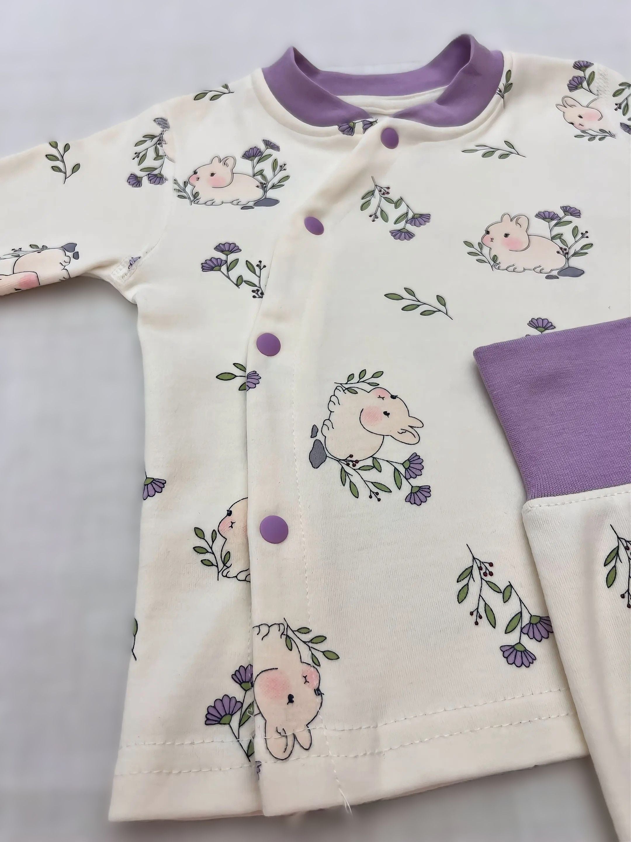 High Waist Cotton Pyjama 2 Pcs Set