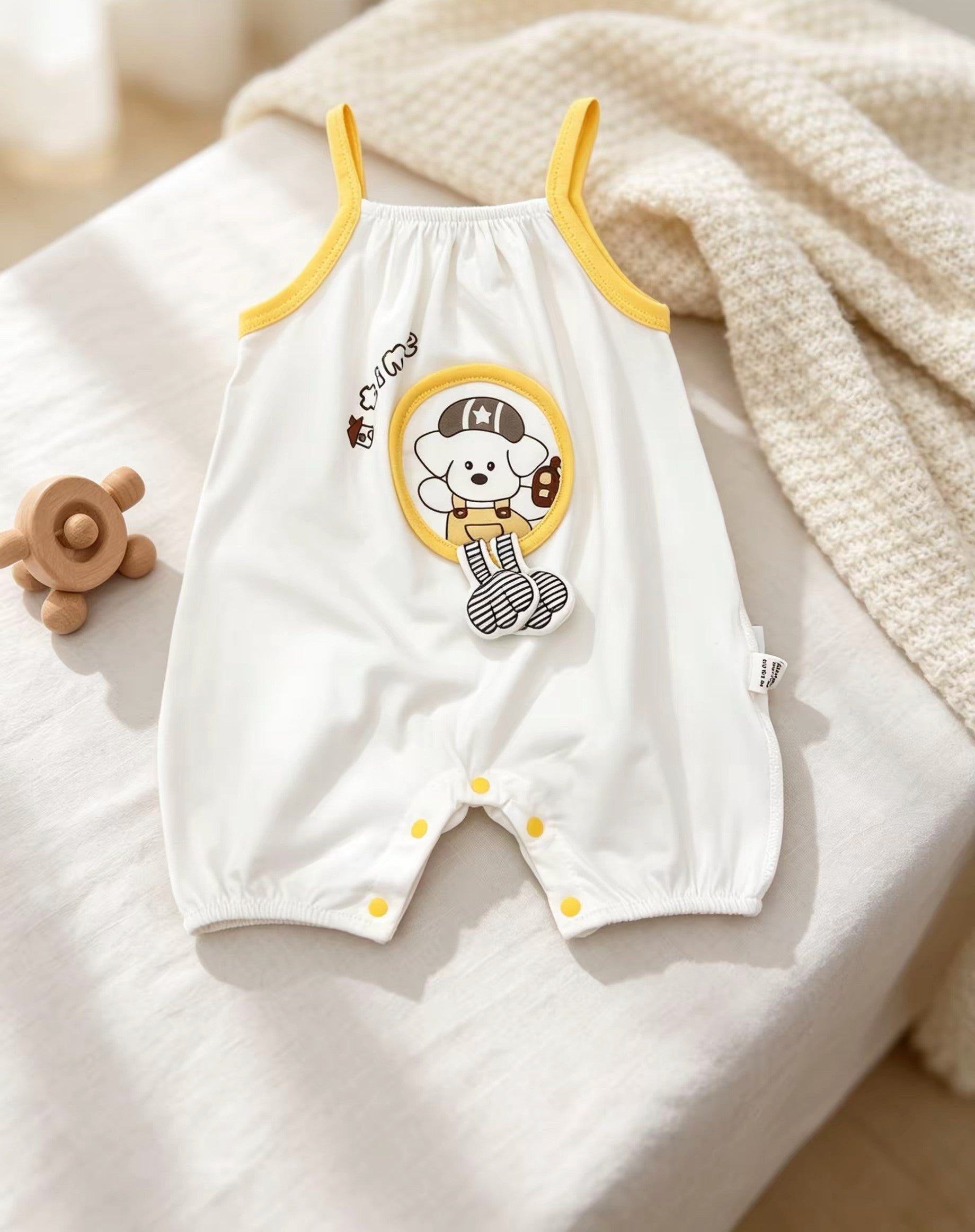 White Dog Cotton Romper