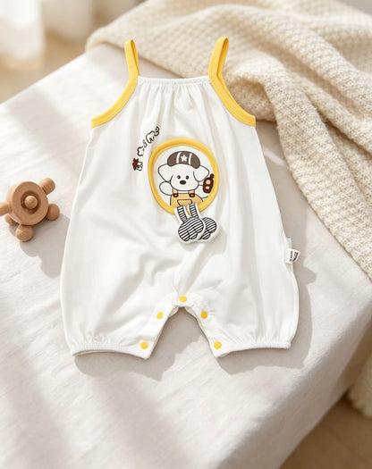 White Dog Cotton Romper