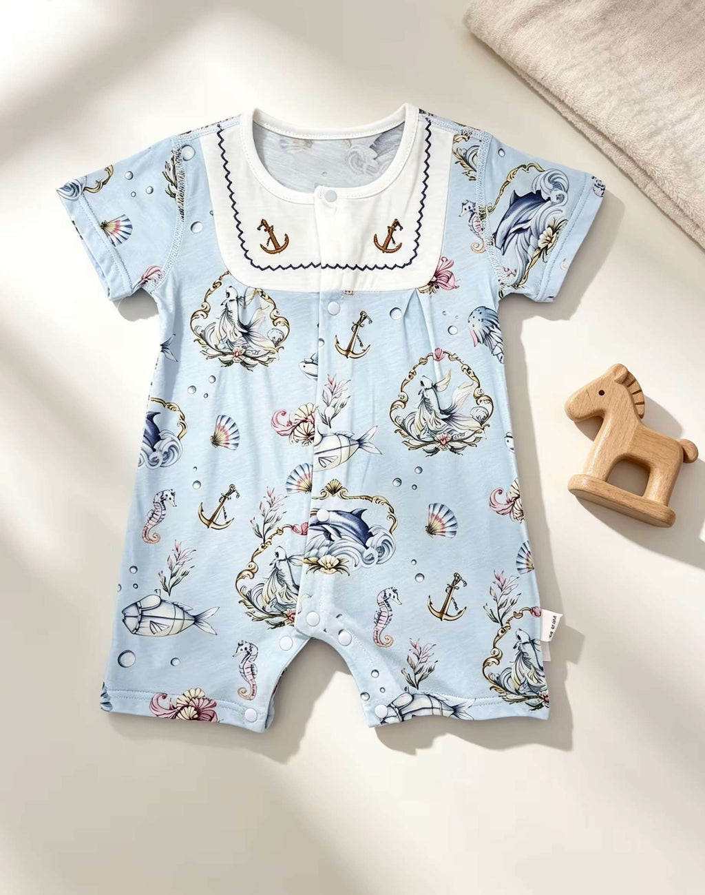 Sea Blue Silky Cotton Romper