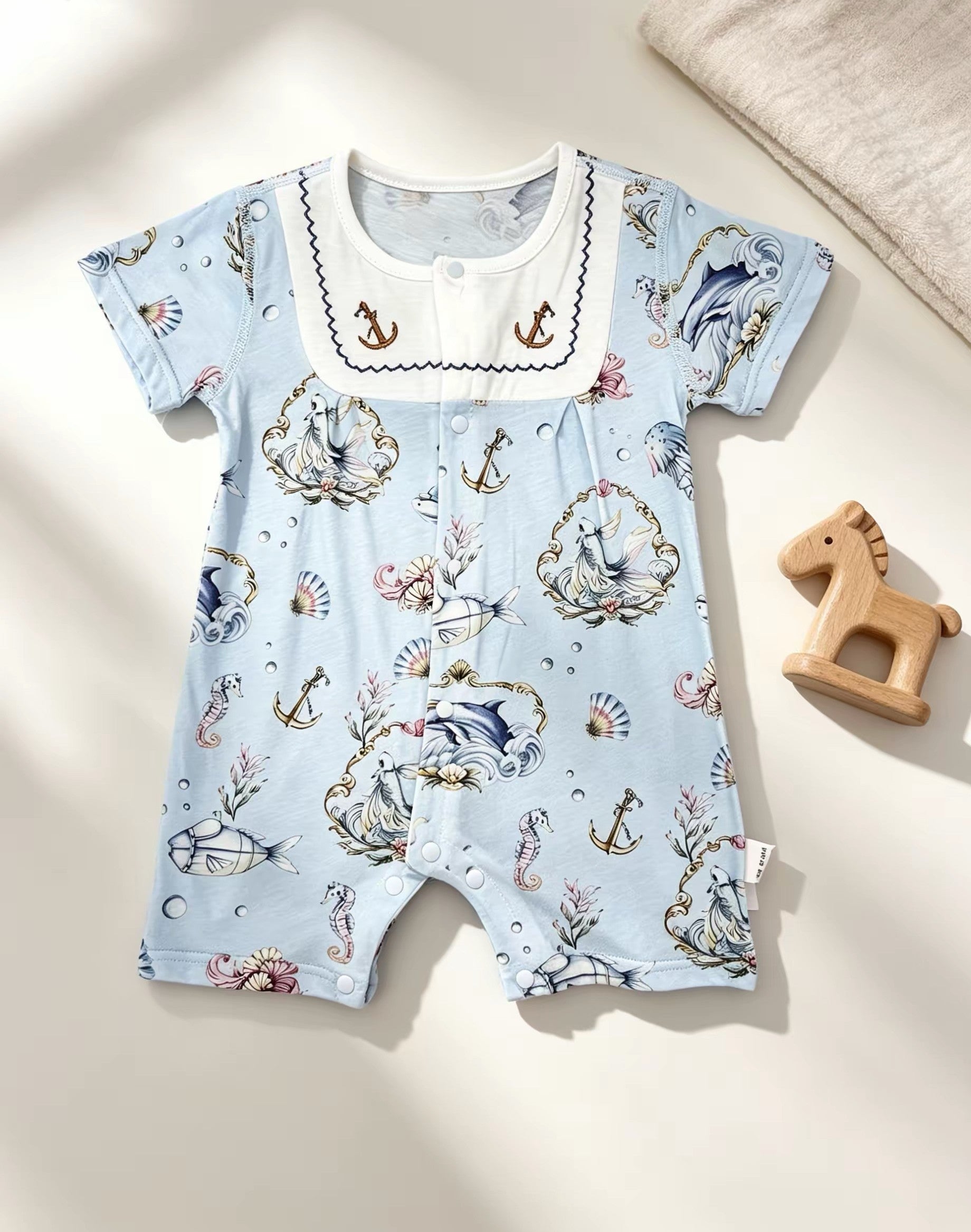 Sea Blue Silky Cotton Romper