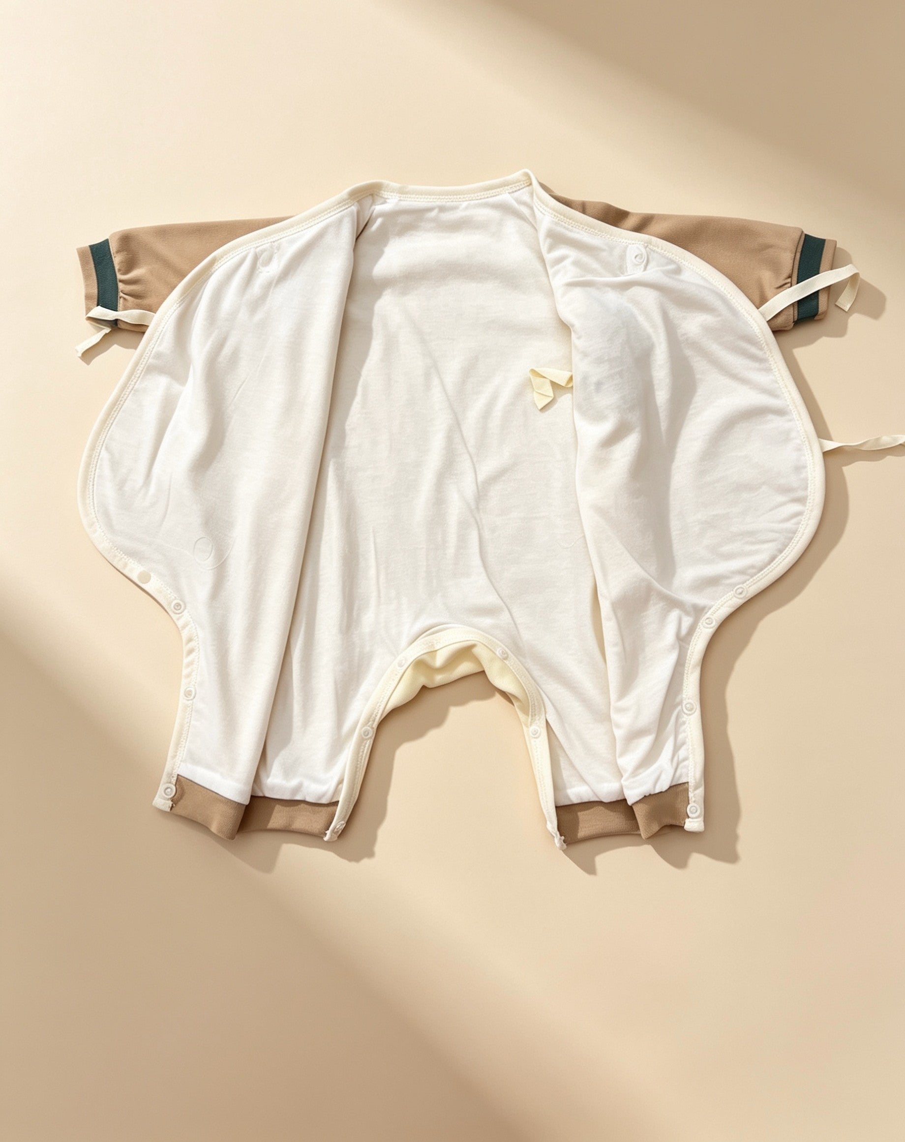 Dog Beige & Green Double Breasted Thick Cotton Overall