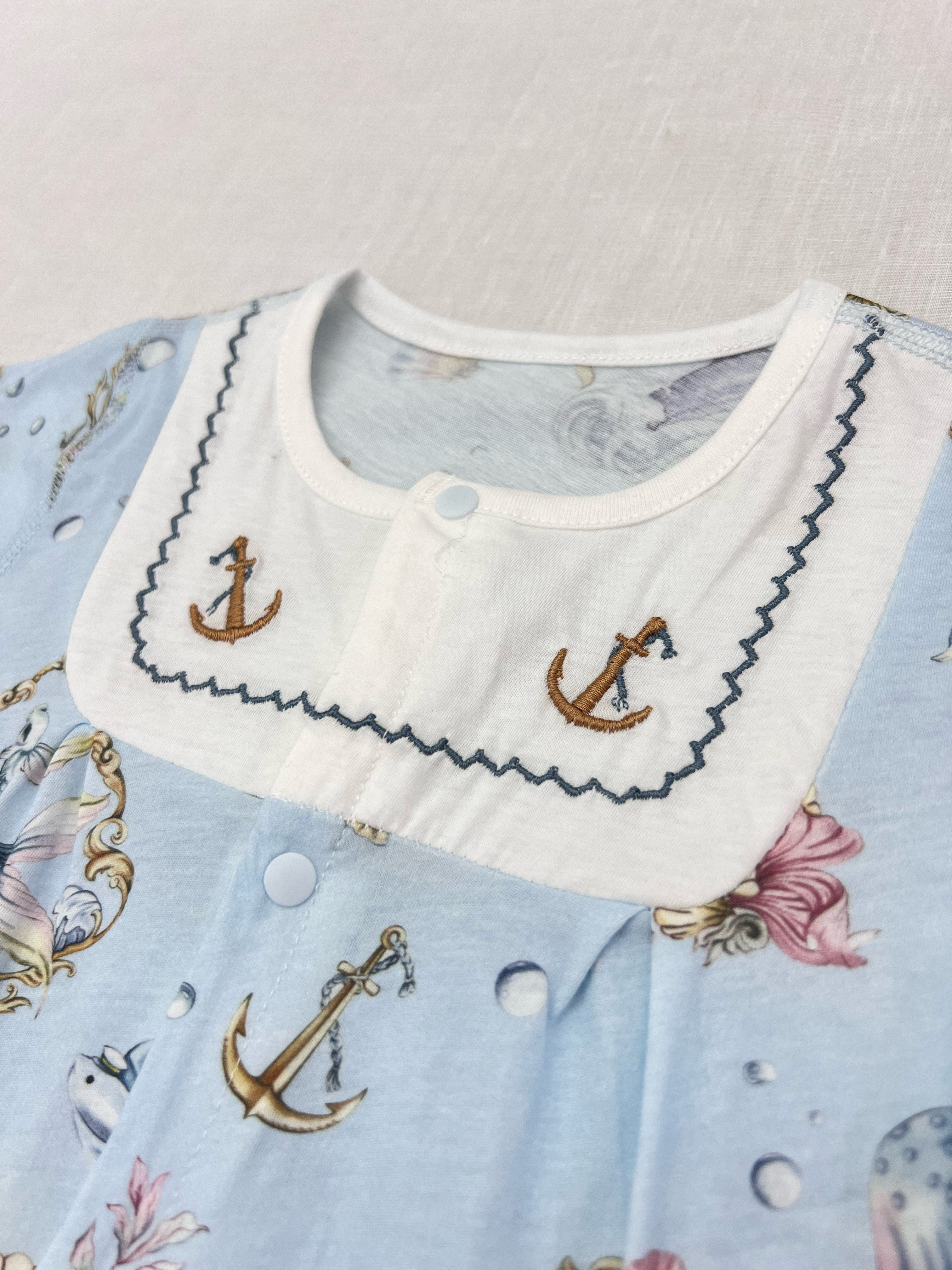Sea Blue Silky Cotton Romper